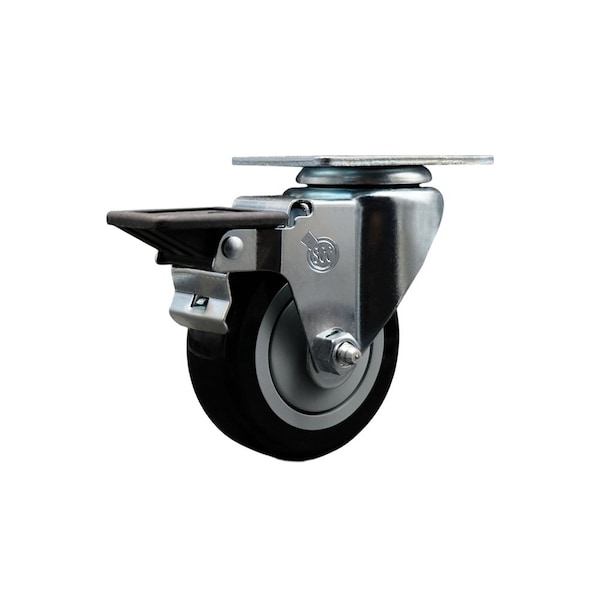 3.5'' Black Poly Wheel Swivel Top Plate Caster Posi Brake